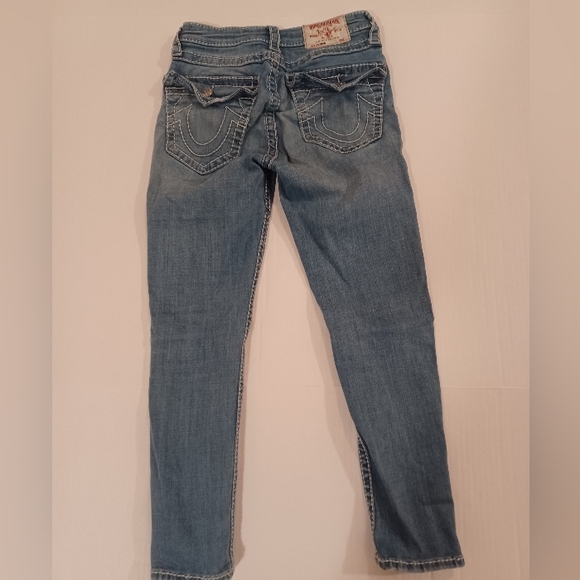 True Religion low rise thick stitch budah section capris distressed sz 26 - Picture 1 of 7